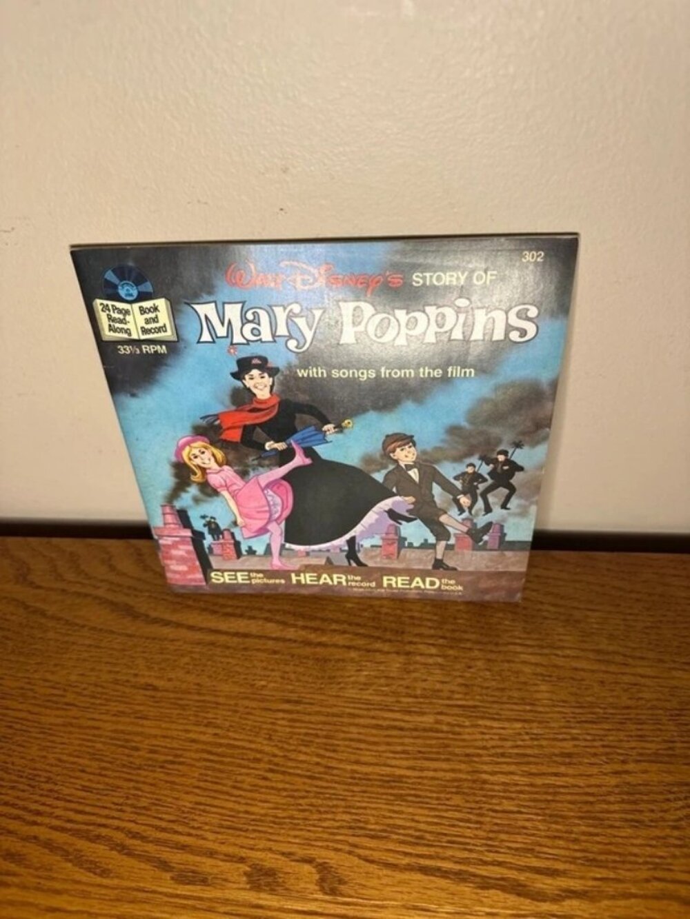 Walt Disney's Mary Poppins Book and Record 1977 Vintage Read Along With Record